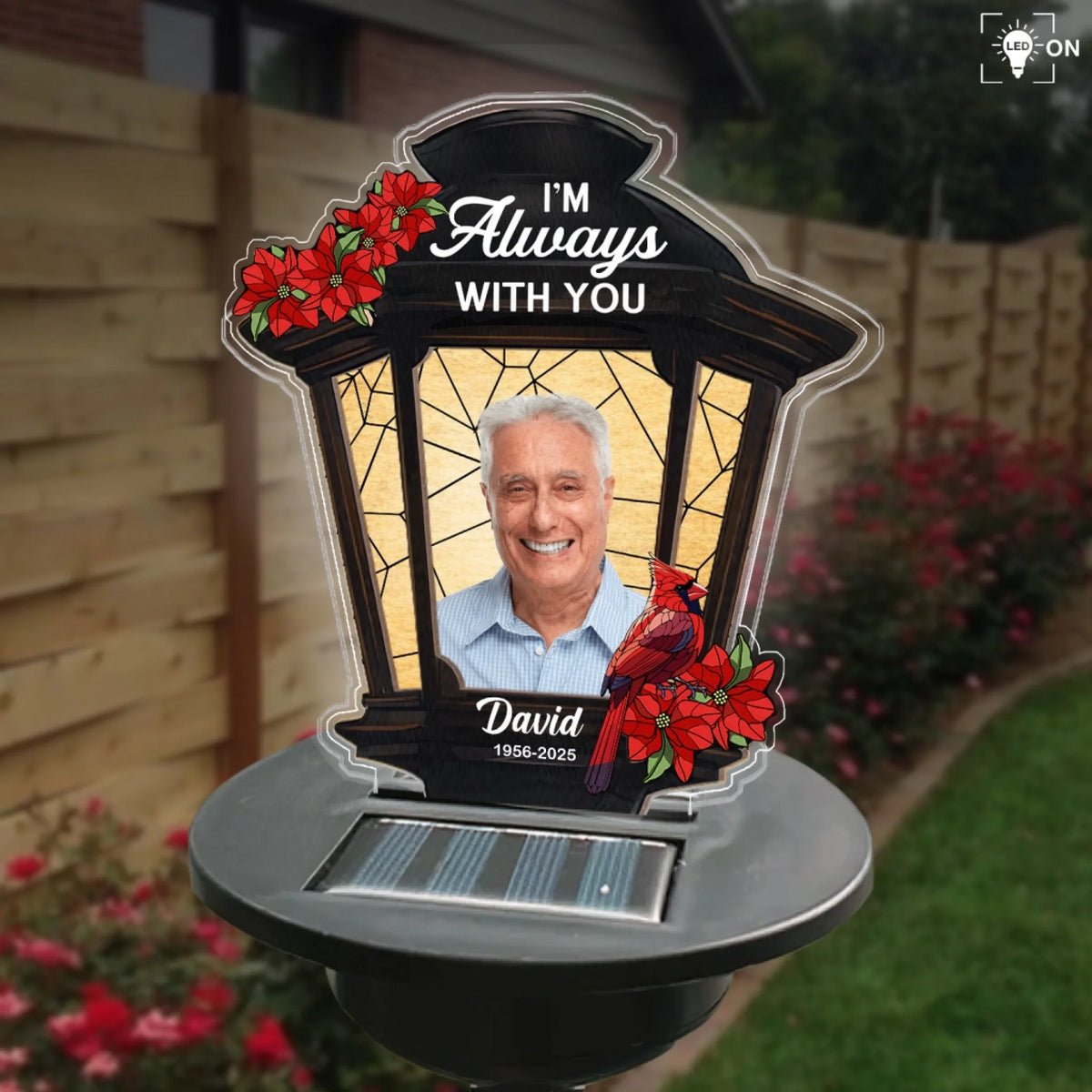 Cardinal Lantern Always With You - Personalized Solar Light, Memorial Gift