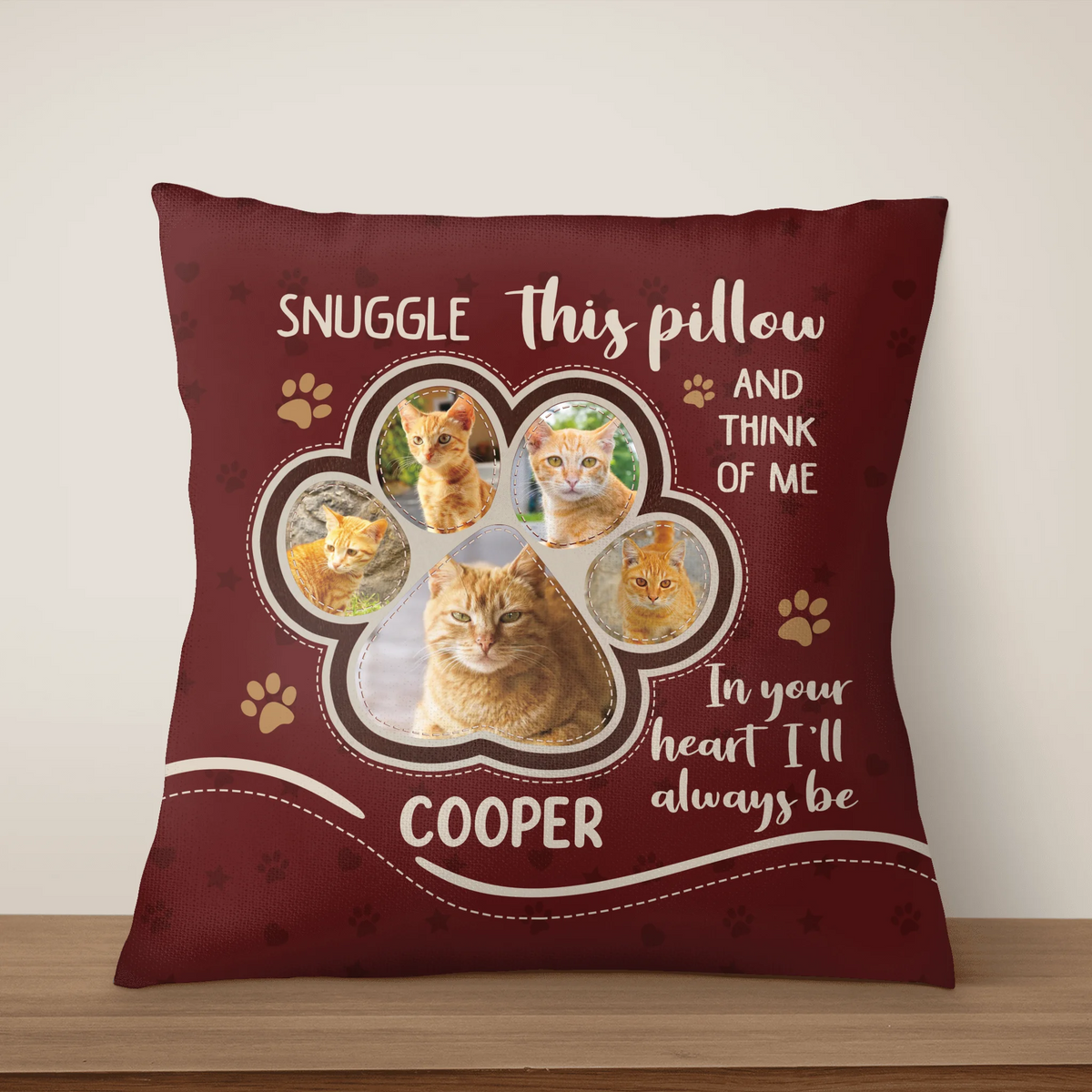 In Your Heart I&#39;ll Always Be - Personalized Pillow, Custom Photo Pet Memorial Gift, Pet Loss Gift