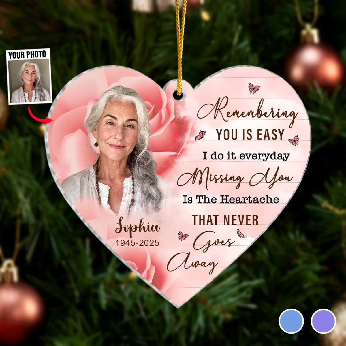 Remembering You Is Easy I Do It Everyday - Personalized Acrylic Ornament, Memorial Gift