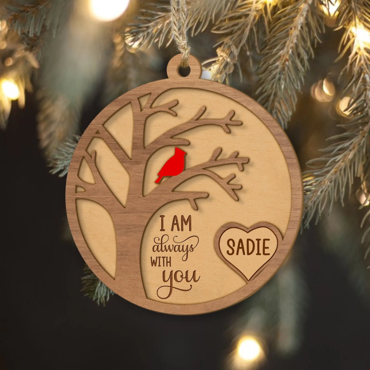 Cardinal Memorial - Personalized 2-layer Wooden Ornament, Memorial Gift, Remembrance Gift