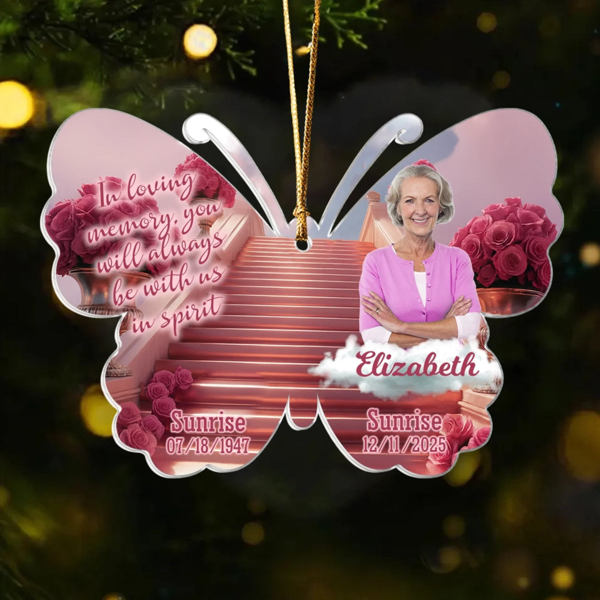 In Loving Memory You Will Always Be With Us In Spirit - Personalized Acrylic Ornament, Memorial Gift For Of The Loved One