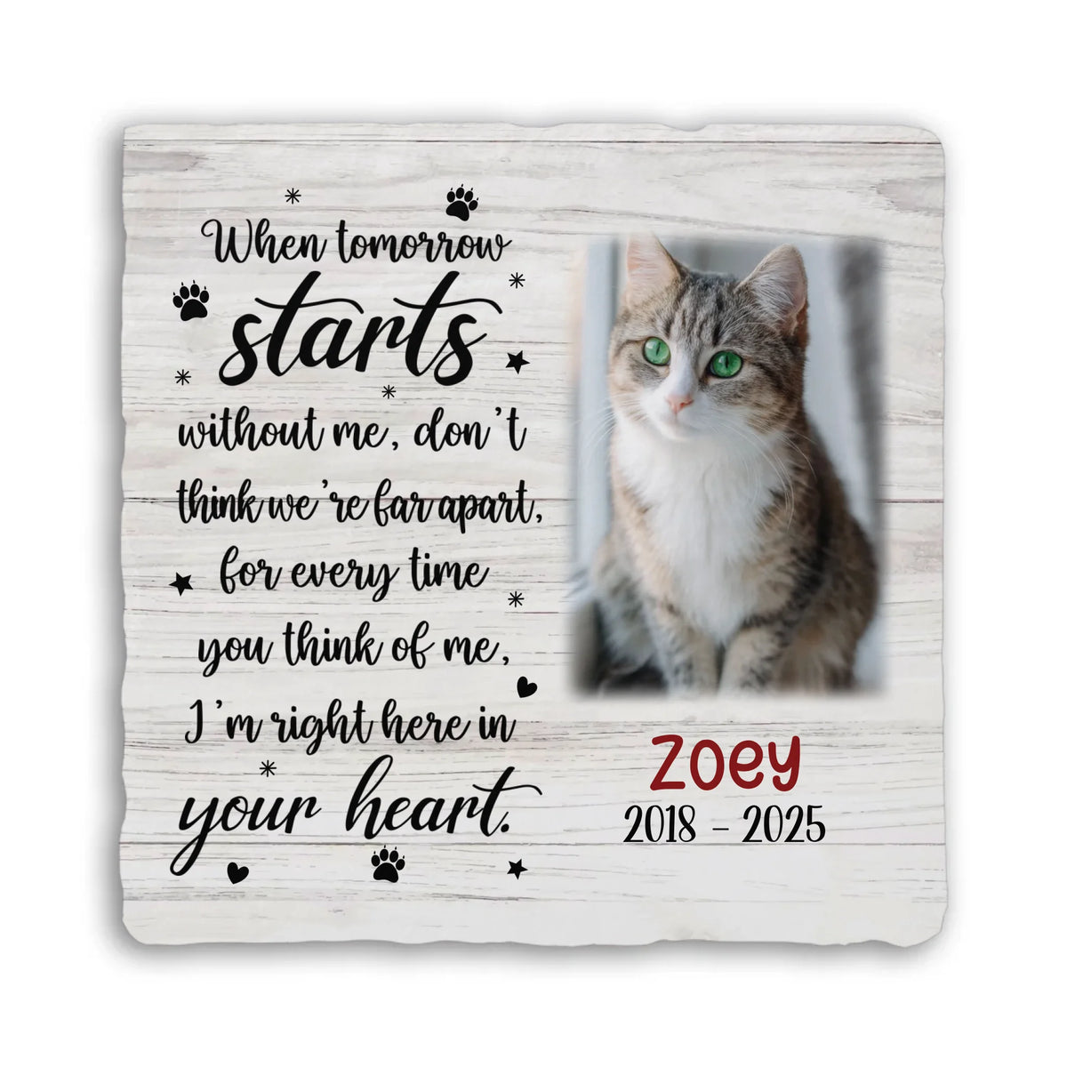 When Tomorrow Starts Without Me - Personalised Memorial Stone, Sympathy Gift For Loss Of Pet