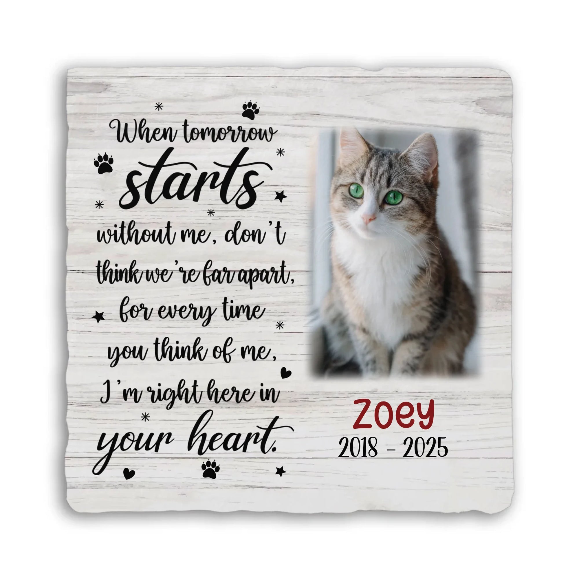 When Tomorrow Starts Without Me - Personalised Memorial Stone, Sympathy Gift For Loss Of Pet