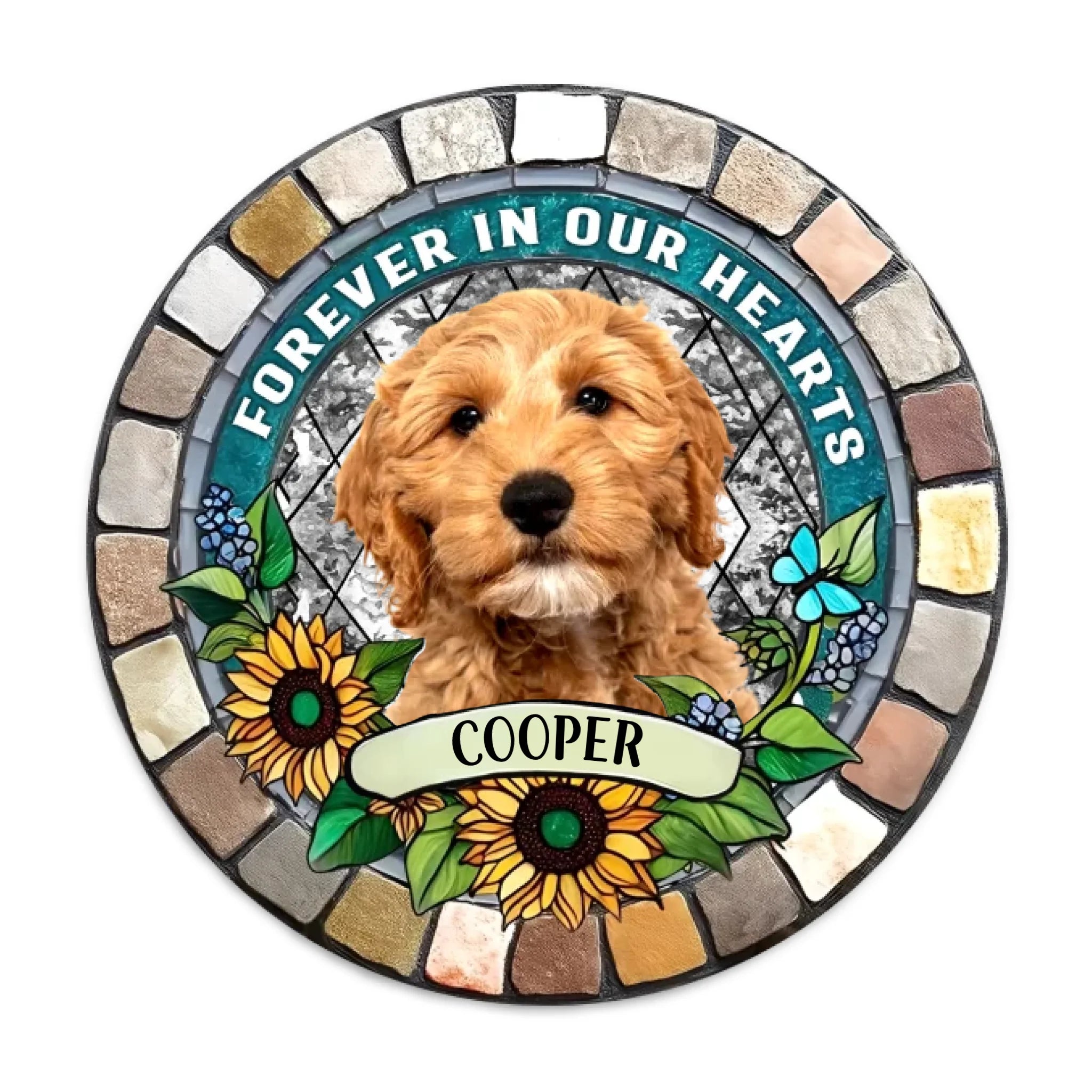 Flower Memorial Pet Photo - Personalized Memorial Stone, Gift For Pet Lover