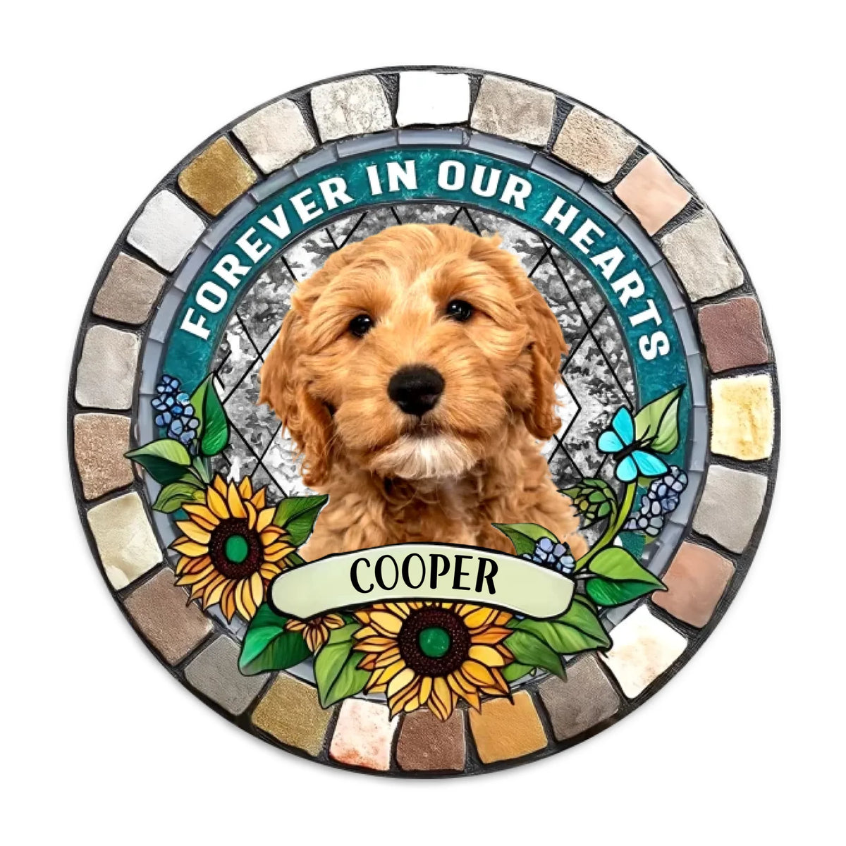 Flower Memorial Pet Photo - Personalized Memorial Stone, Gift For Pet Lover