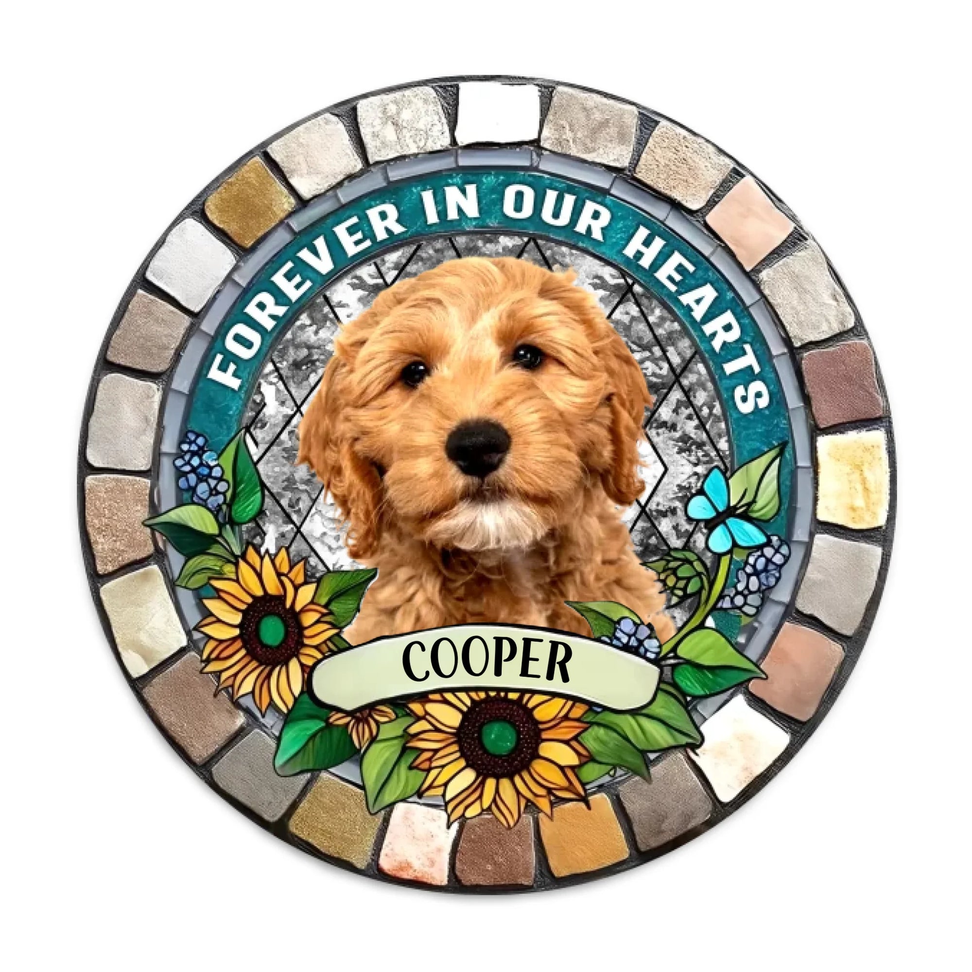 Flower Memorial Pet Photo - Personalized Memorial Stone, Gift For Pet Lover