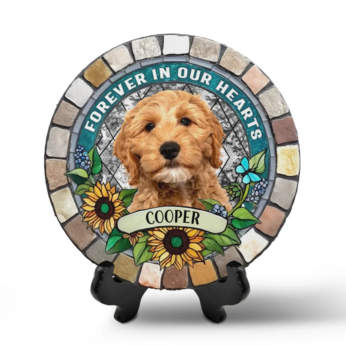 Flower Memorial Pet Photo - Personalized Memorial Stone, Gift For Pet Lover