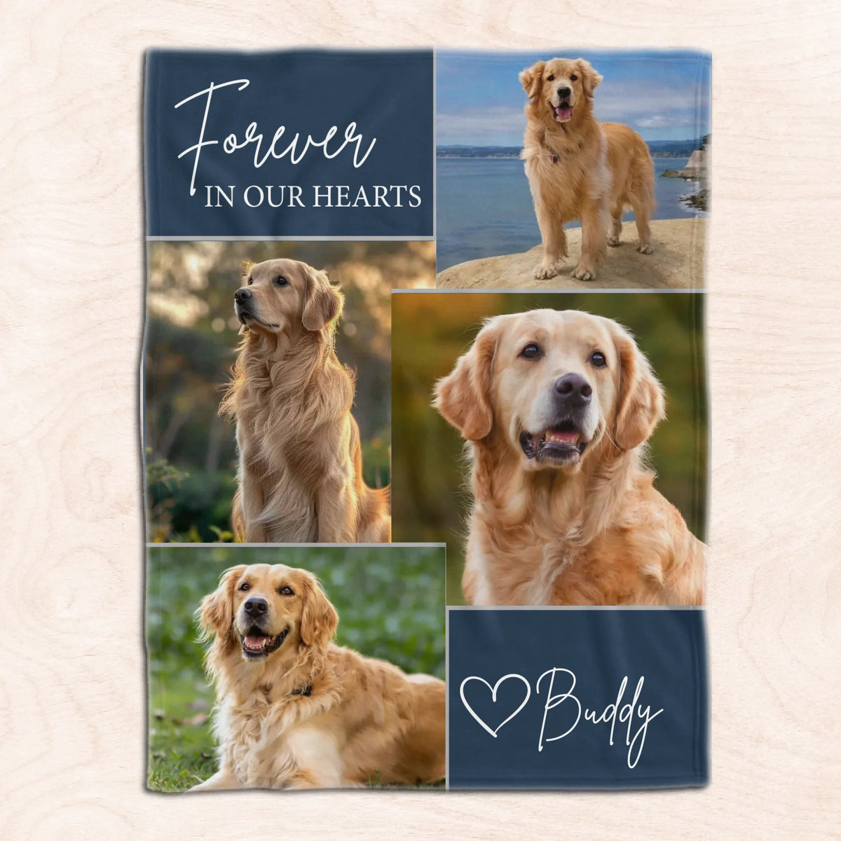 Custom Dog Photo, Forever In Our Hearts - Personalized Blanket, Gift For Dog Lover