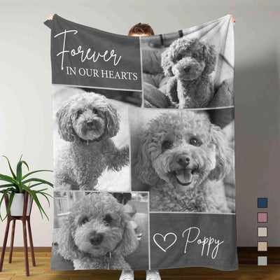 Custom Dog Photo, Forever In Our Hearts - Personalized Blanket, Gift For Dog Lover