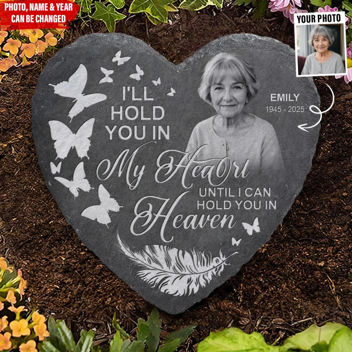I'll Hold You In My Heart Until I Can Hold You In Heaven - Personalized Memorial Stone, Memorial Gift