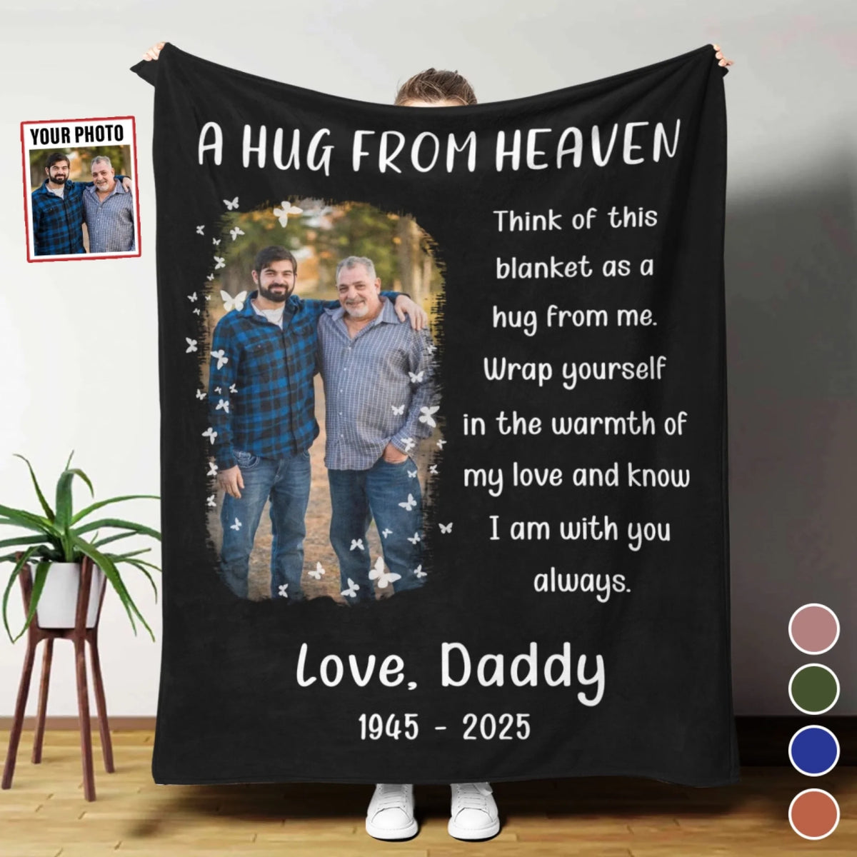 In Loving Memory A Hug From Heaven - Personalized Blanket, Memorial Gift For Loss Of Loved One