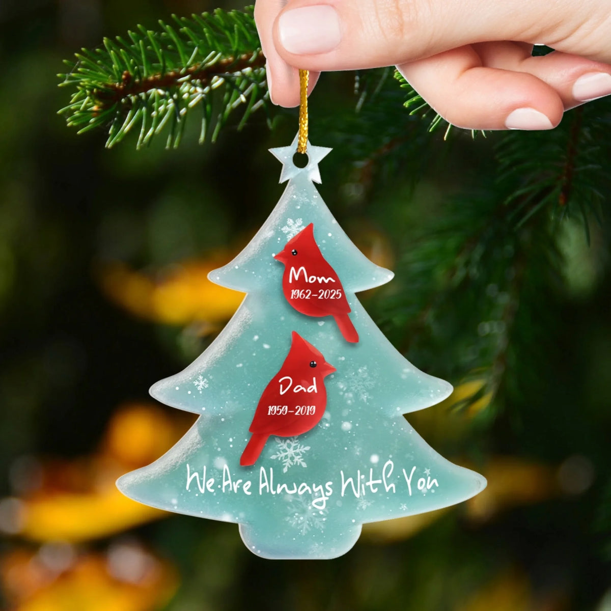 Cardinal Sea Glass Style We Are Always With You - Personalized Acrylic Ornament, Memorial Gift For Loss Of Loved One