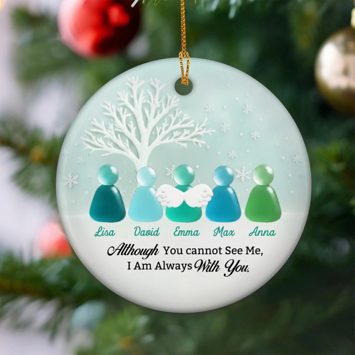 Our Loved One Always With Us – Personalized Ceramic Ornament, Heartfelt Memorial Gift, Remembrance Christmas Keepsake