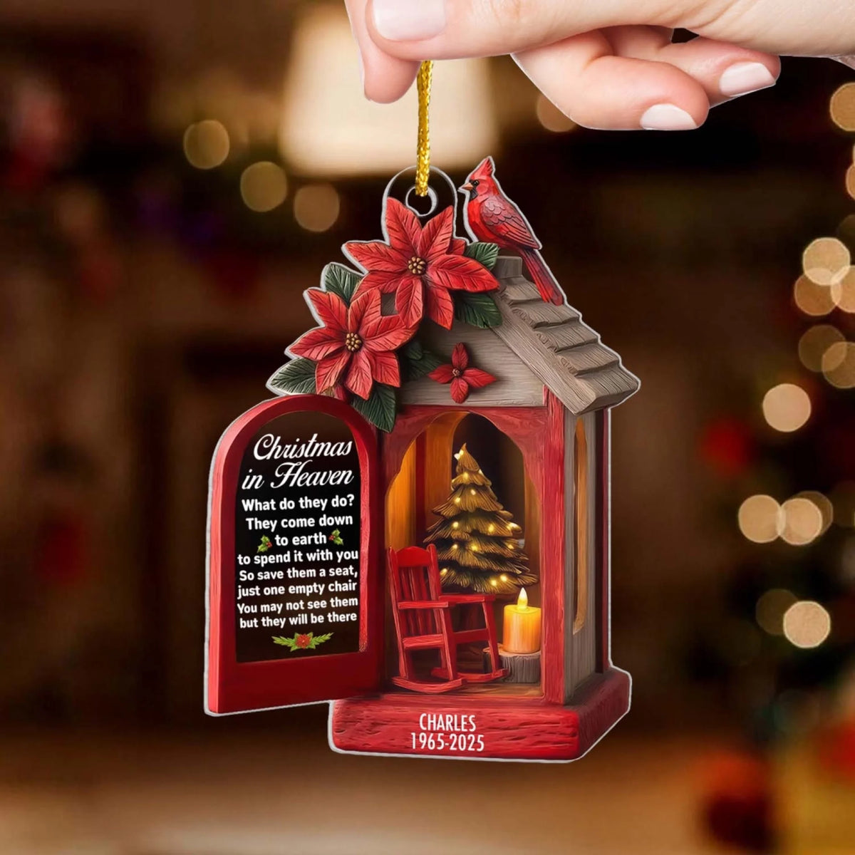 Light A Candle Save a Seat - Personalized Acrylic Ornament, Memorial Gift, Christmas In Heaven