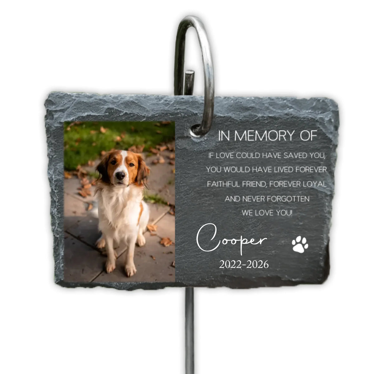 In Memory Of Our Loyal Fur Friend - Personalized Garden Slate, Memorial Pet Gift, Loss Of Pet