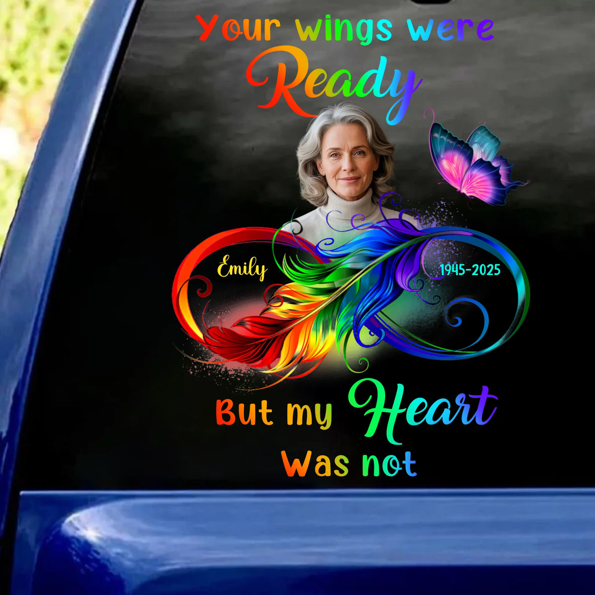 Our Hearts Were Always Not Ready - Personalized Decal, Memorial Gift, Custom Photo Remembrance Decal, Sympathy Gift For Loss Of Loved One