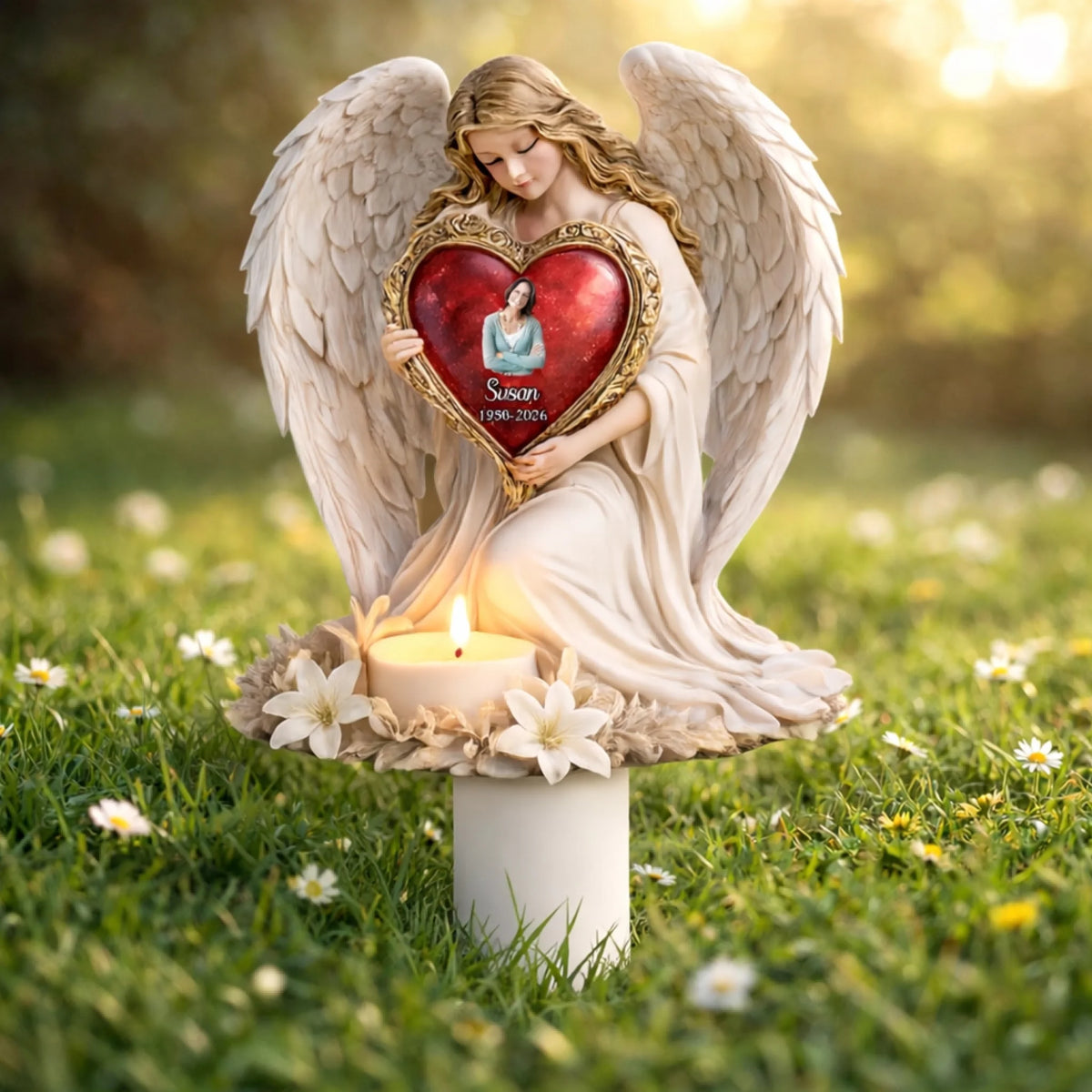 Gone From Our Sight, But Never From Our Hearts - Personalized Plaque Stake, Memorial Gift For Loss Of Loved One