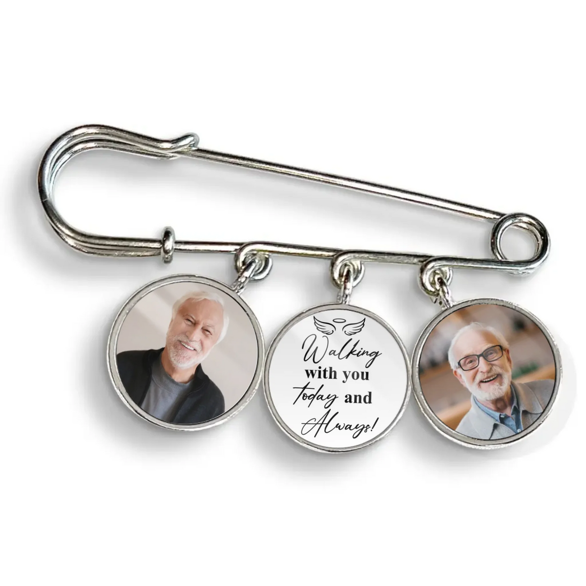 Walking With You Today & Always – Personalized Lapel Pin, Memorial Gift, Custom Charm With Photo, Hat Topper Tassel, Graduation Gifts
