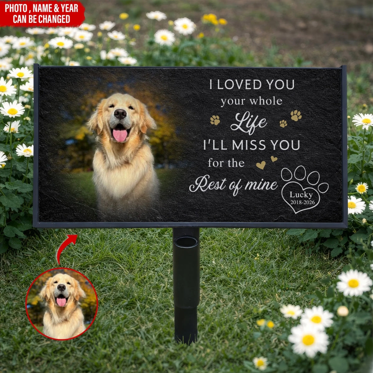 I Loved You Your Whole Life - Personalized Granite Headstone With Stand, Memorial Gift For Loss Of Pet, In Loving Memory Pet Gift