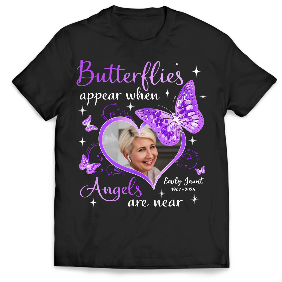 Forever Loved, Forever My Angel - Personalized T-Shirt,a Memorial Gift For Loss Of Loved One, Butterfly Rememberances Gift