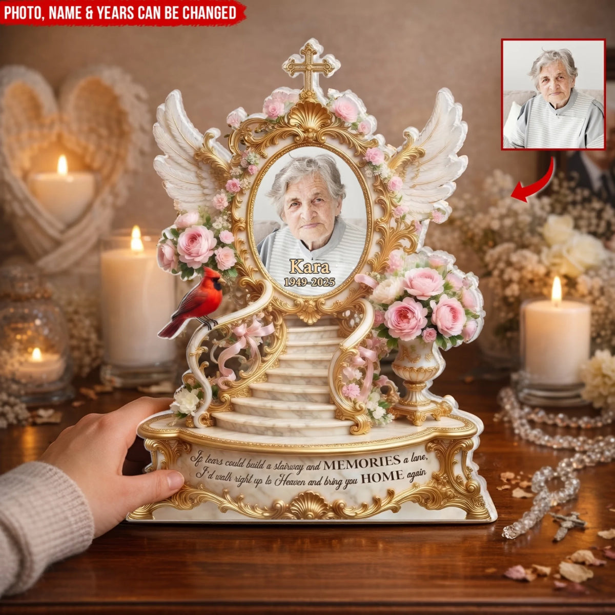 Custom Photo Memorial Acrylic Plaque – Heaven Remembrance Gift for Loss of Loved One