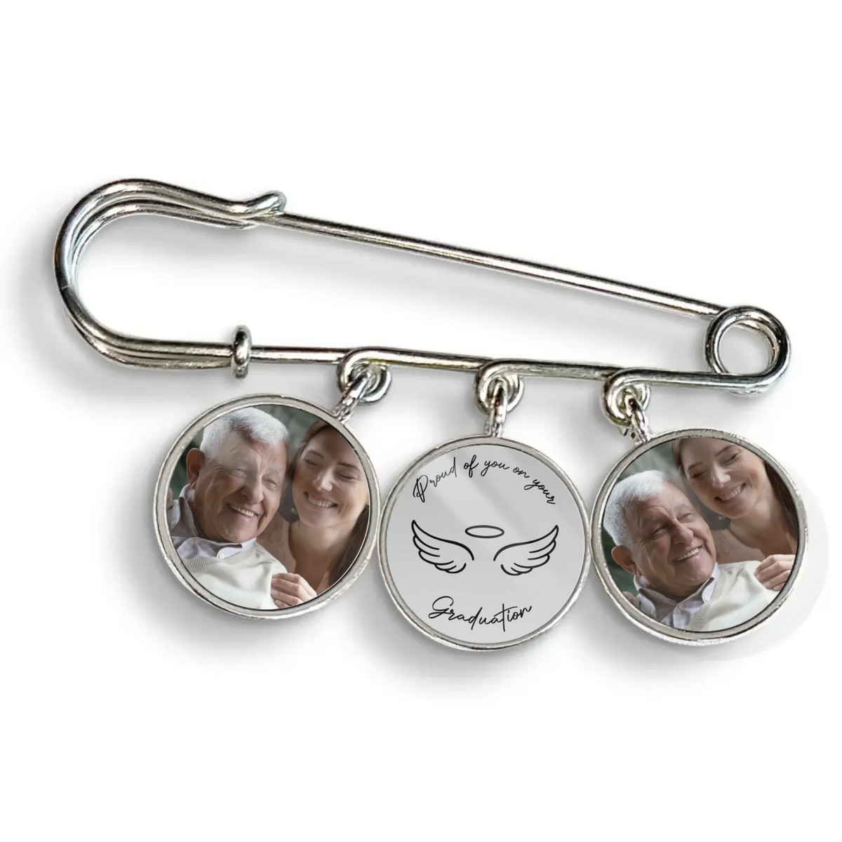 With You On Your Graduation &amp; Always - Personalized Lapel Pin, Custom Gift With Photo Charms, Memorial Graduation Gift