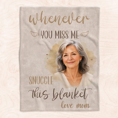 Whenever You Miss Me Memorial Mom Dad - Personalized Blanket, Custom Photo Remembrance Blanket, Loss of Mother Father Sympathy Gift