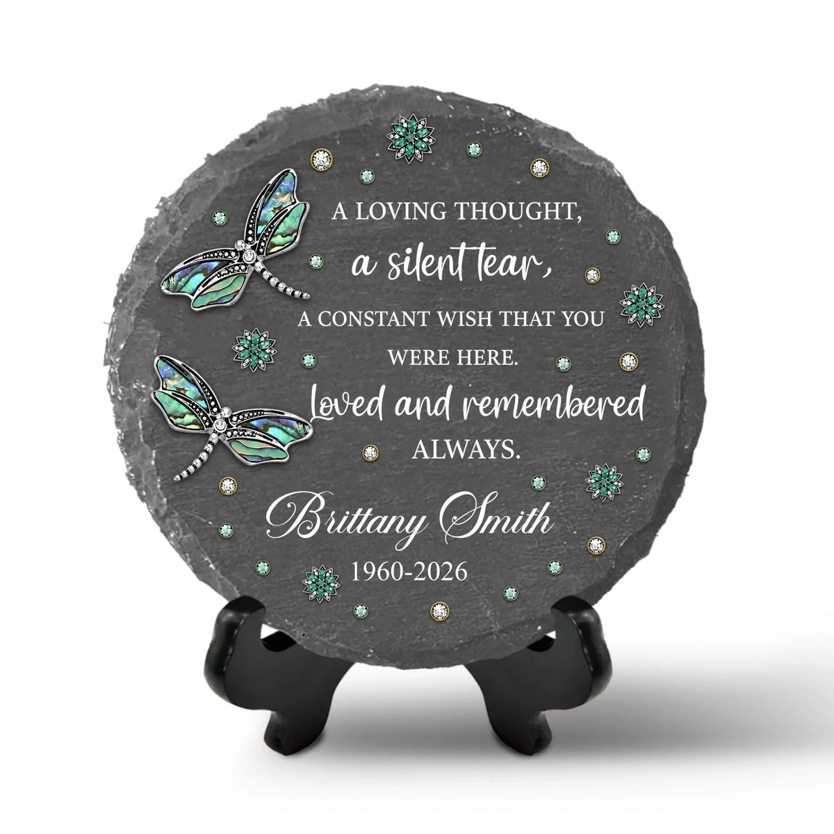 Dragonfly Remembrance - Personalized Stone, Personalized Loss of Mother Gift, In Memory Garden Stone Keepsake