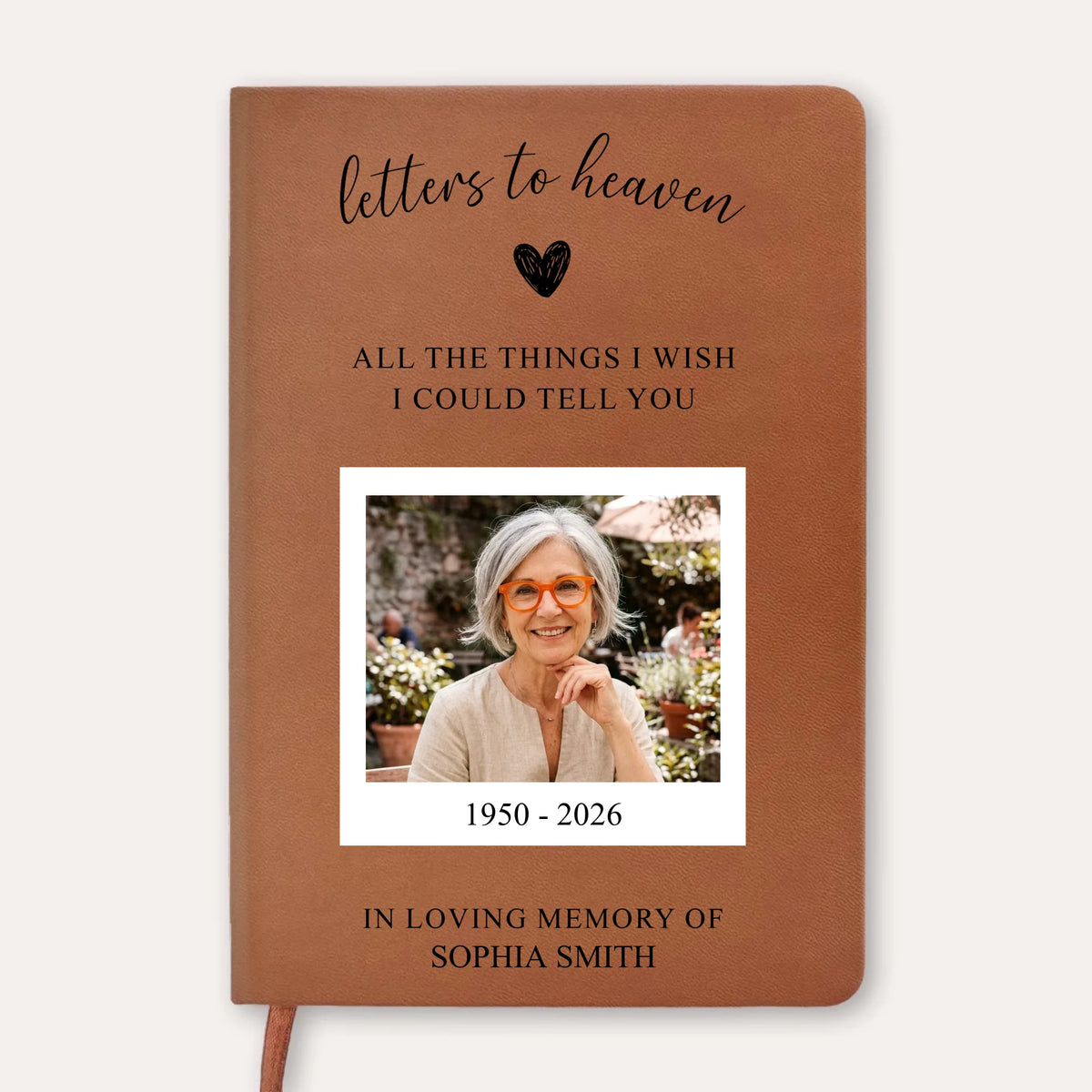 Letters To Heaven In Loving Memory - Personalized Leather Journal, Sympathy Gift For Loss Of Mother Father, Condolence Gift