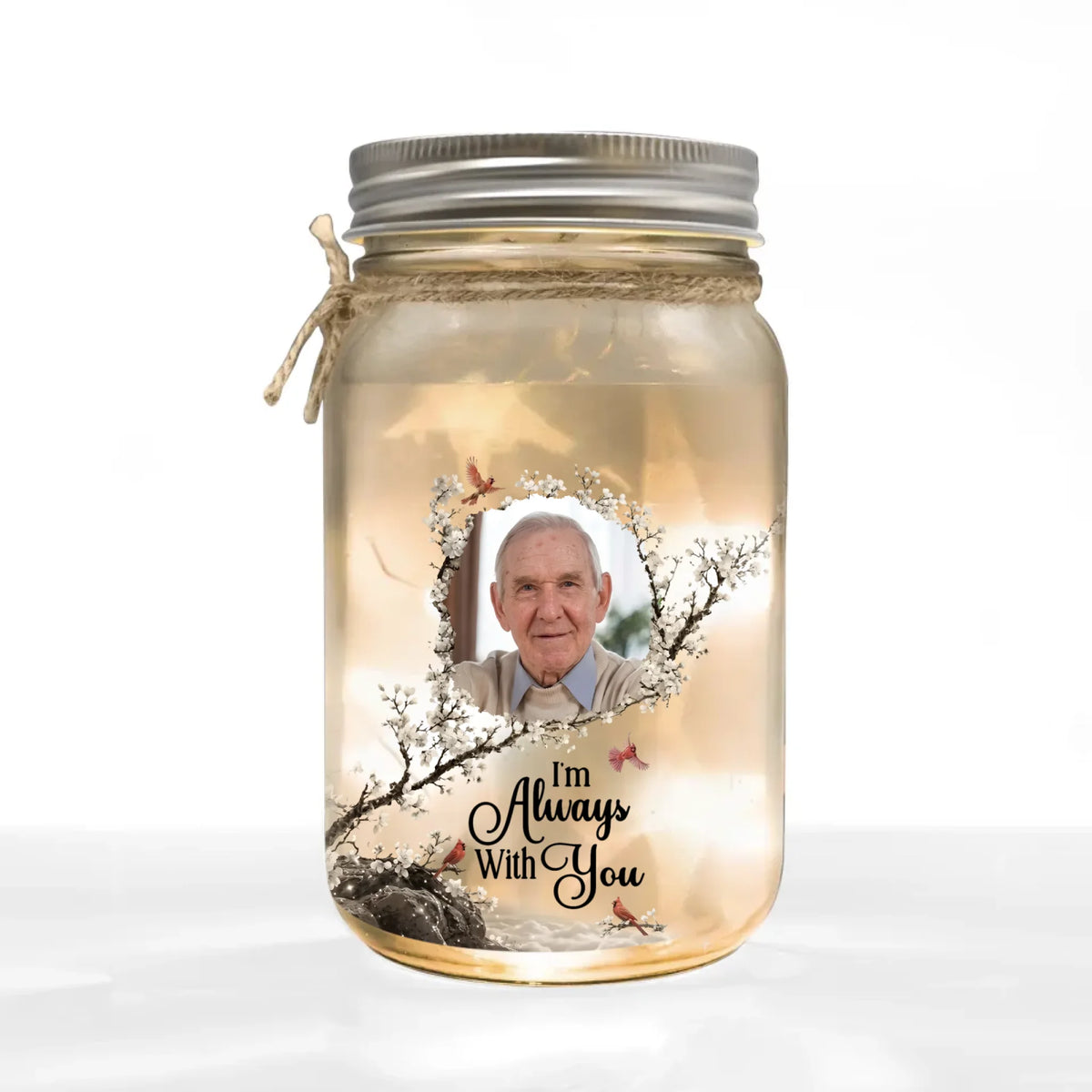 Gone From Sight, Forever By My Side - Personalized Mason Jar Light, Memorial Gift For Loss Of Loved One
