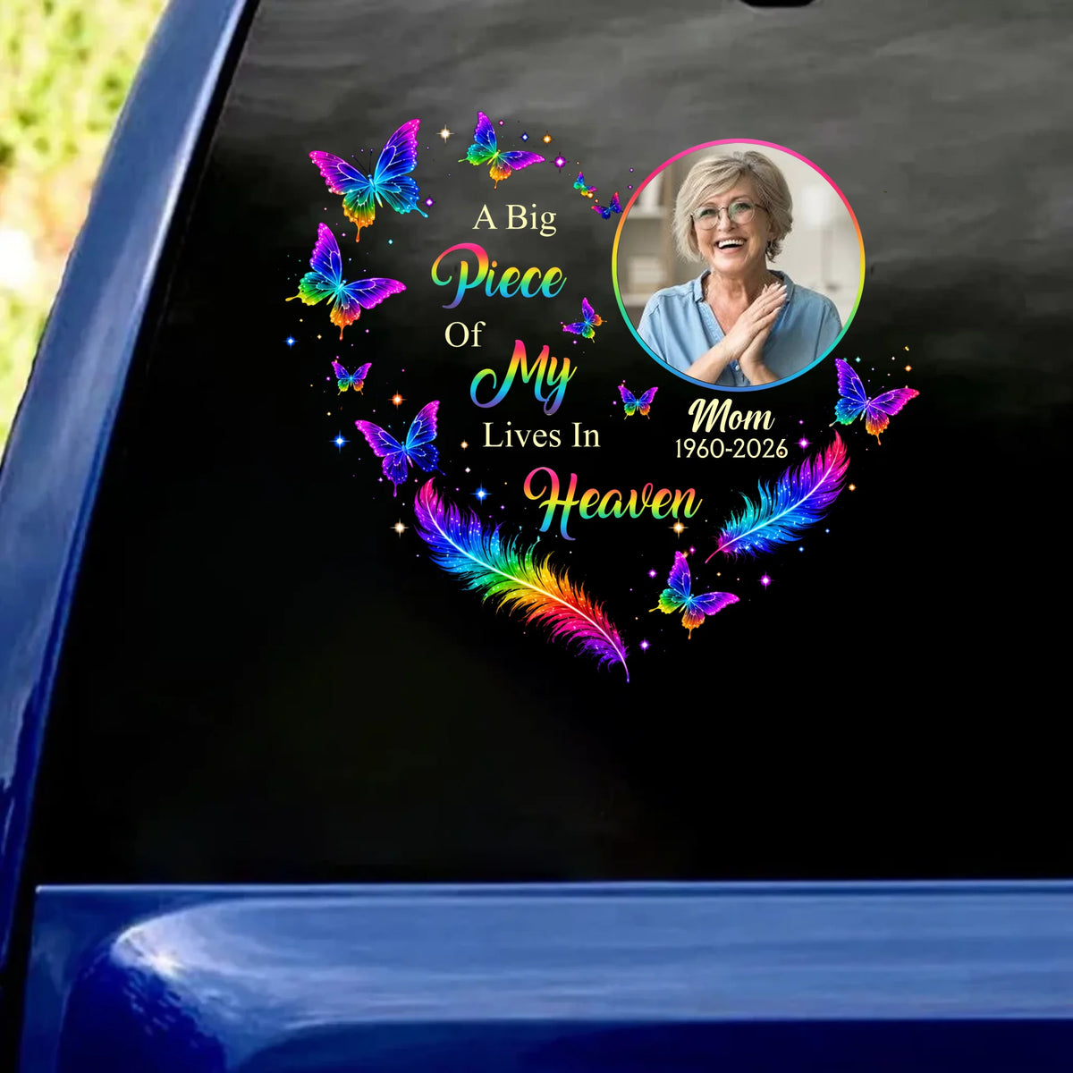 A Big Piece Of My Heart Lives In Heaven -  Personalized Decal, Memorial Gift for Family Loss, Memorial Gift