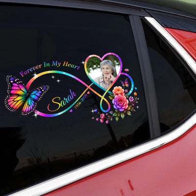 Butterfly Forever In My Heart - Personalized Decal, Memorial Gift For Loss Of Loved One, Memorial Decal