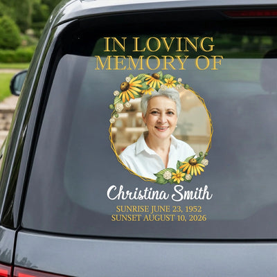 Loved & Remembered Always - Personalized Decal, Custom Memorial Photo Car Decal, Photo Car Decal With Name & Dates