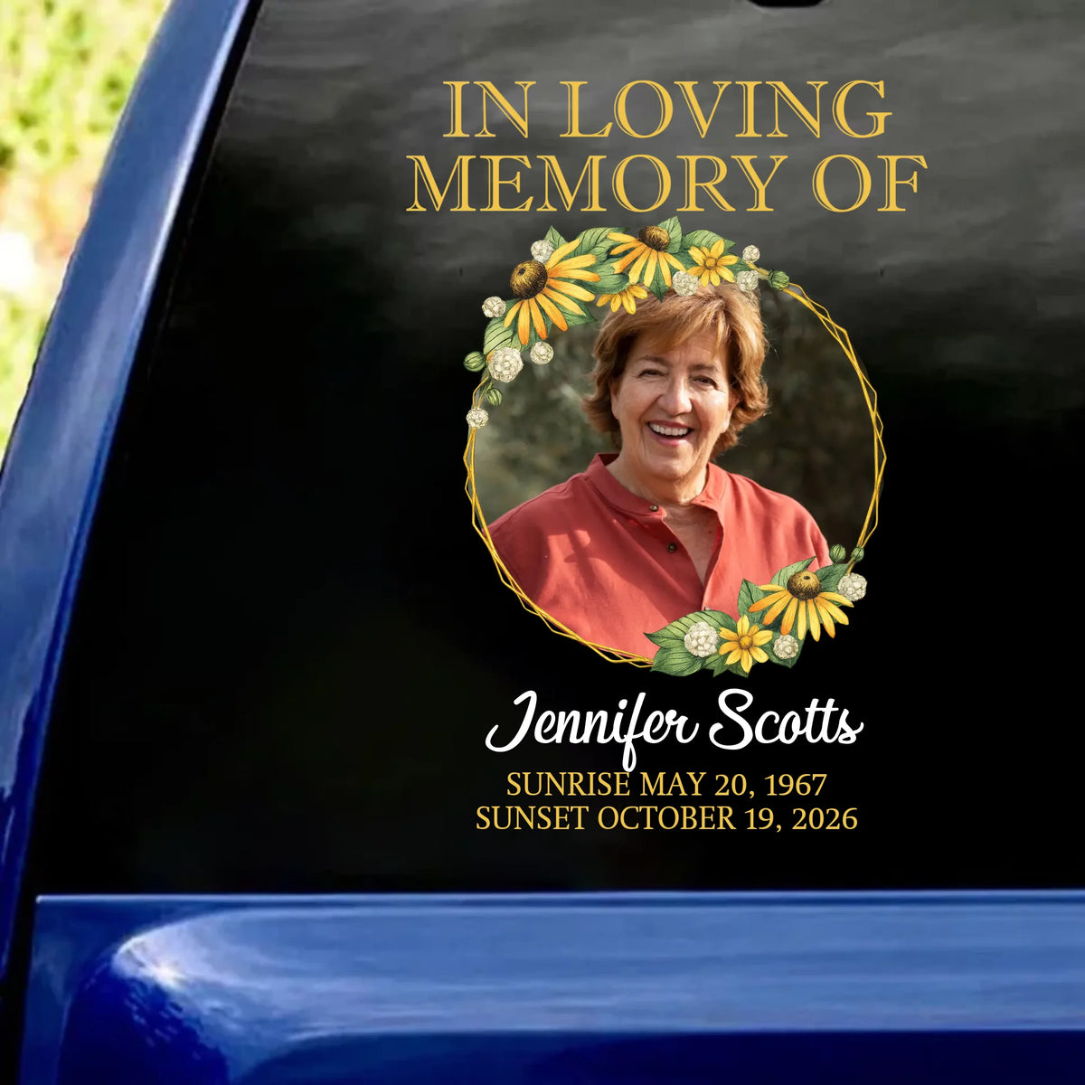 Loved &amp; Remembered Always - Personalized Decal, Custom Memorial Photo Car Decal, Photo Car Decal With Name &amp; Dates