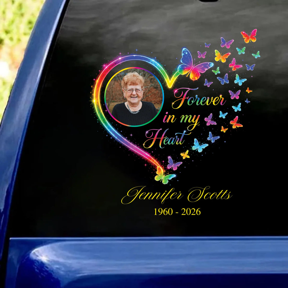 Forever In My Heart - Personalized Decal, In Loving Memory Loss Of Loved One, Memorial Decal