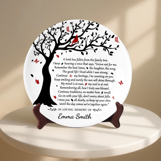 Keep Smiling And Remember The Best Time - Personalized Ceramic Round Plate, Custom Memorial Family Gift, Sympathy Gift