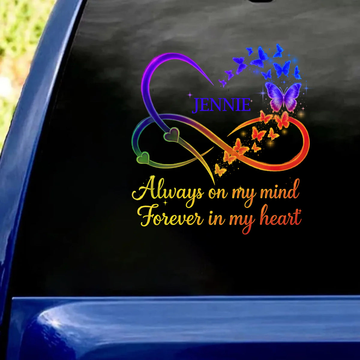 Always On My Mind Forever In My Heart  - Personalized Decal, Memorial Gift for Family Loss, Memorial Gift