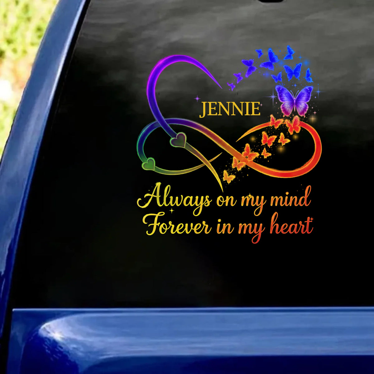 Always On My Mind Forever In My Heart  - Personalized Decal, Memorial Gift for Family Loss, Memorial Gift