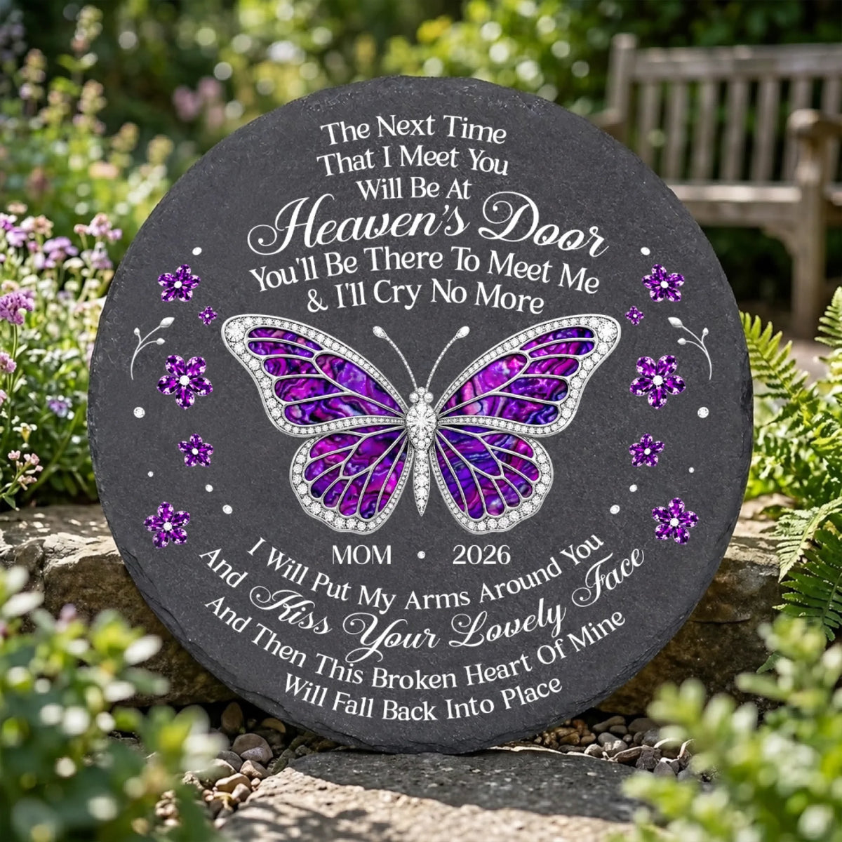 The Next Time That I Meet You Will Be At Heaven's Door You'll Be There To Meet Me &amp; I'll Cry No More - Personalized Memorial Stone, Memorial Gift, Loss Of Loved One