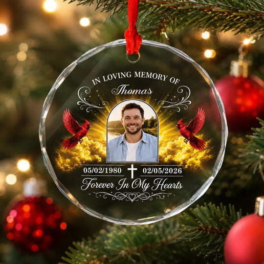 Heaven Gained An Angel, We Gained A Guardian - Personalized Glass Ornament, Loving Memory Ornament, Loss Of Loved One Gift