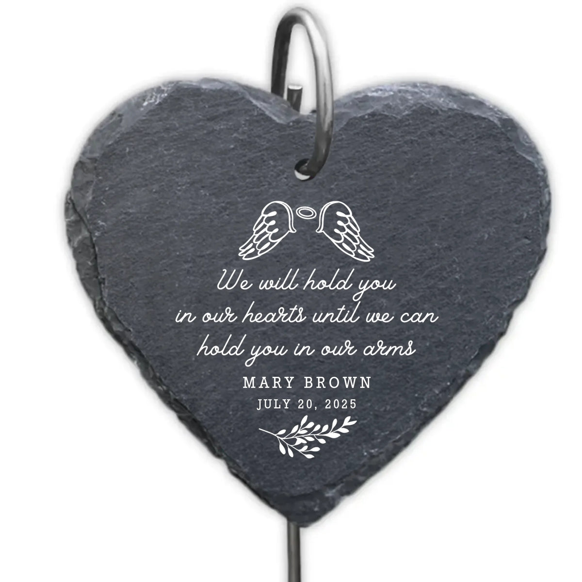 We Will Hold You in Our Hearts Until We Can Hold You in Our Arms - Personalized Garden Slate, Custom Name and Date Baby Memorial Stone, Miscarriage Gift, Stillborn Memorial Gift, Child Loss Gift