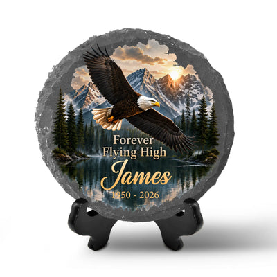 Forever Flying High - Personalized Memorial Stone, Eagle Sympathy Gift, In Loving Memory Keepsake