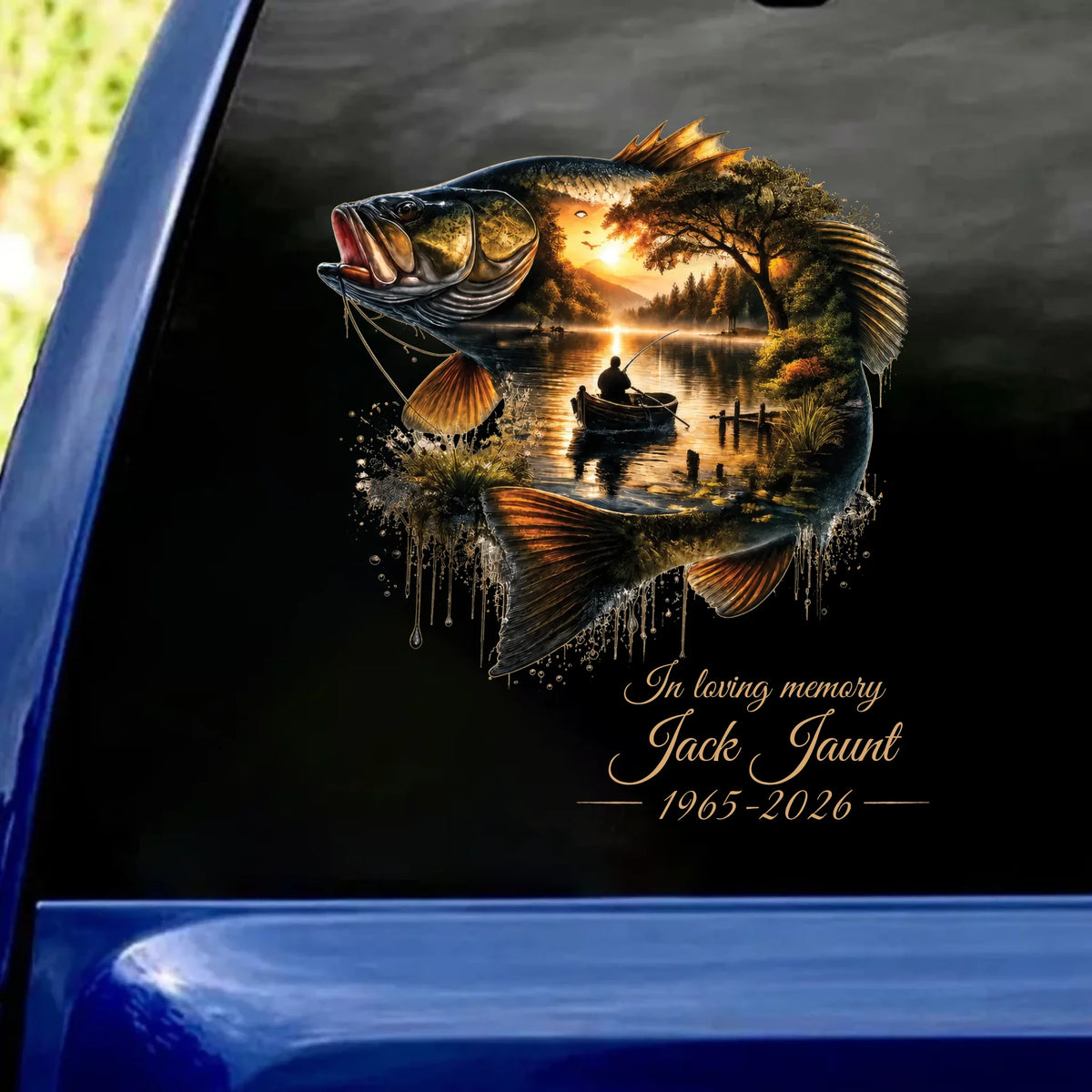 Gone Fishing, Forever in Our Hearts - Personalized Decal, In Loving Memory, Gone Fishing In Heaven Decal