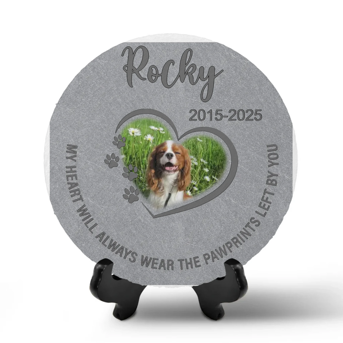 My Heart Will Always Wear The Pawprints Left By You - Personalized Memorial Stone, Memorial Gift