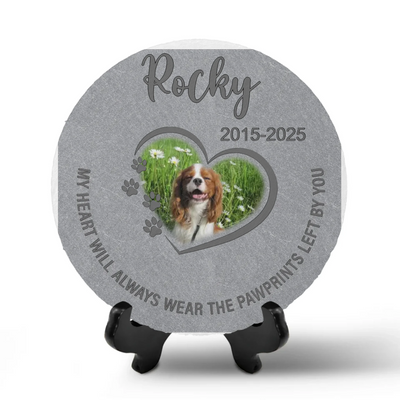 My Heart Will Always Wear The Pawprints Left By You - Personalized Memorial Stone, Memorial Gift