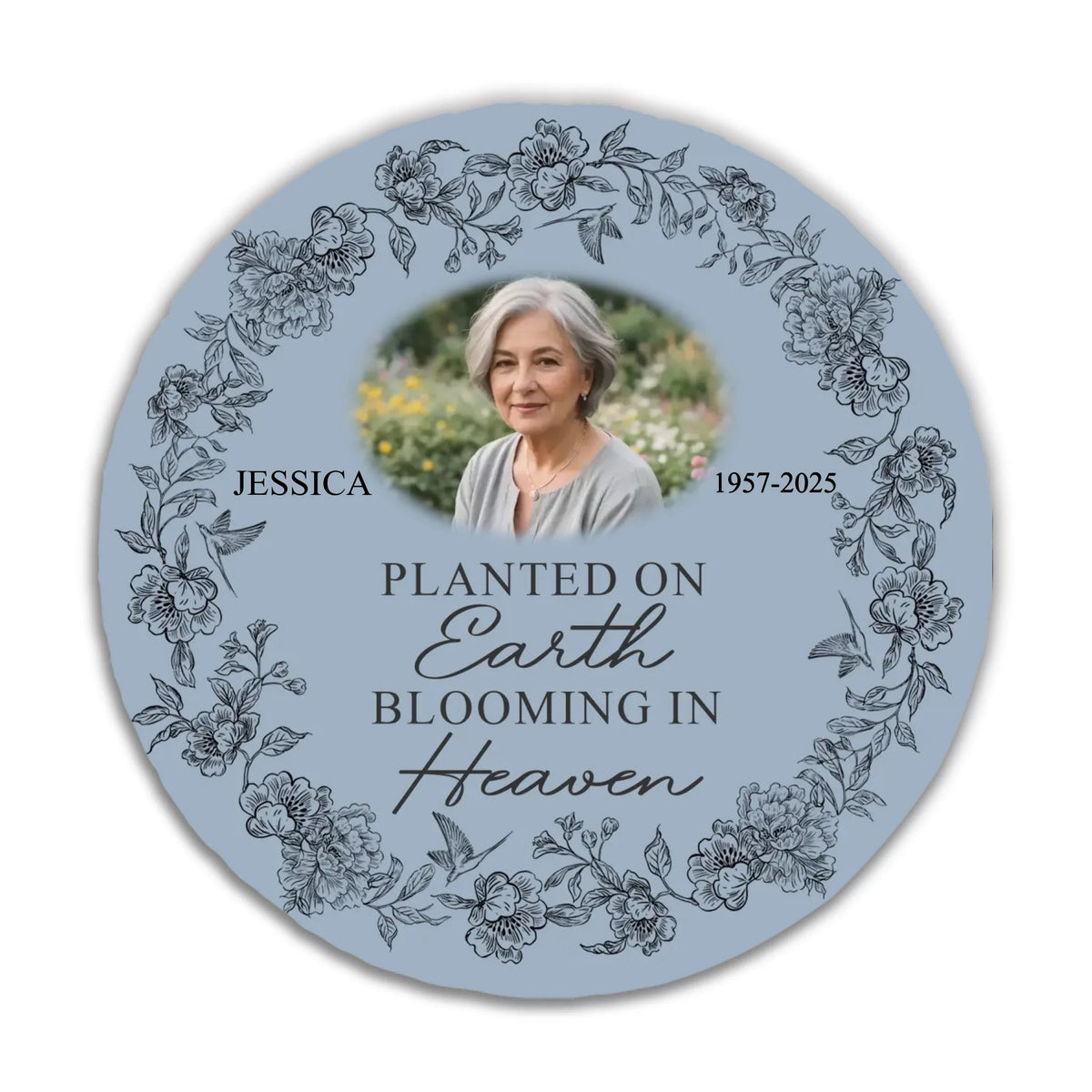 Planted On Earth Blooming In Heaven - Personalized Memorial Stone, Memorial Gift, Loss Of a Loved One Gift