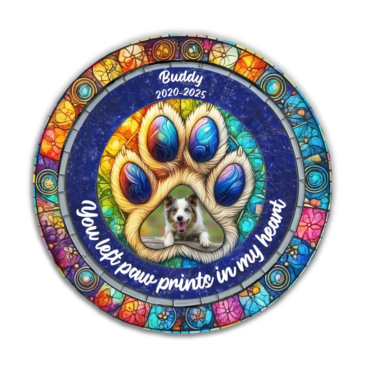 You Left Paw Prints In My Heart Forever - Personalized Memorial Stone, Loss Of Pet Gift