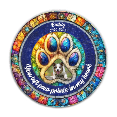 You Left Paw Prints In My Heart Forever - Personalized Memorial Stone, Loss Of Pet Gift