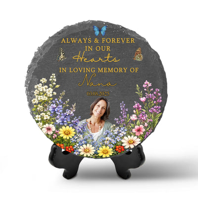 Always & Forever In Our Hearts - Personalized Memorial Stone, Memorial Gift For Loss Of Loved One