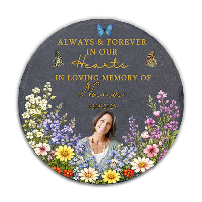 Always & Forever In Our Hearts - Personalized Memorial Stone, Memorial Gift For Loss Of Loved One
